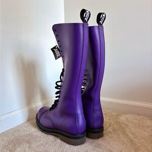 ADIX Combat Boots - Real Leather - Purple Knee High Lace-Up